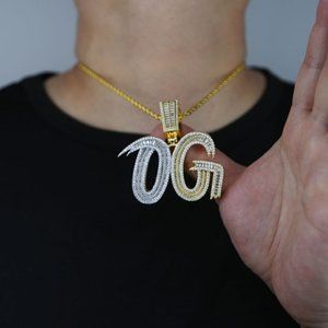 New Drop! Iced Out Bling Baguette CZ Cursive Letters OG